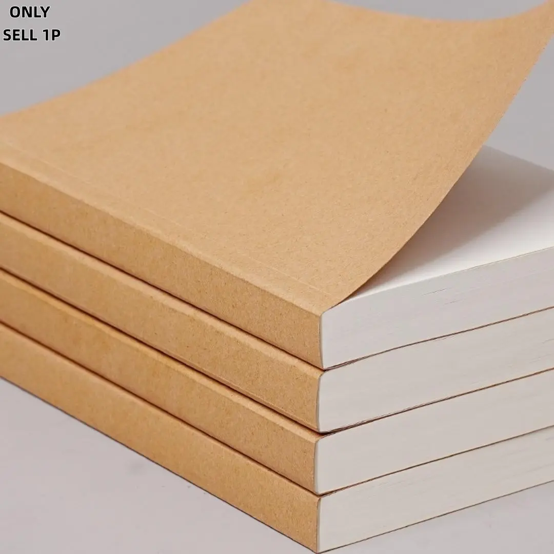 1pc Thickened A5 Blank Kraft Paper Notebook, Ideal for Sketching, Drawing, Journaling, Includes Random Stickers, 126 Sheets