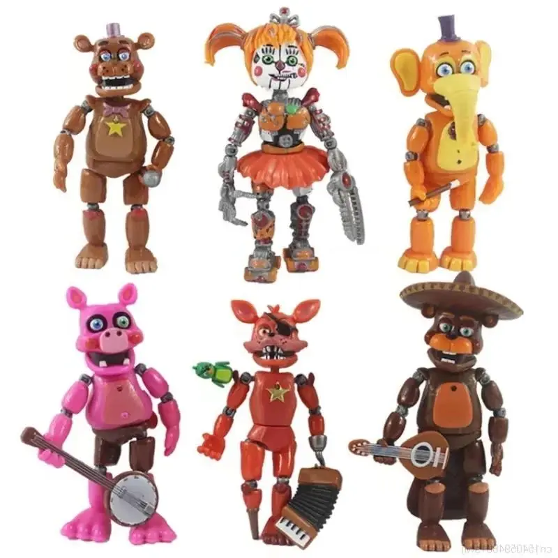 6pcs Figures Freddy Bonnie Foxy Fazbear Bear Five Nights PVC Model Action Figures Toys for Kids Birthday Gift
