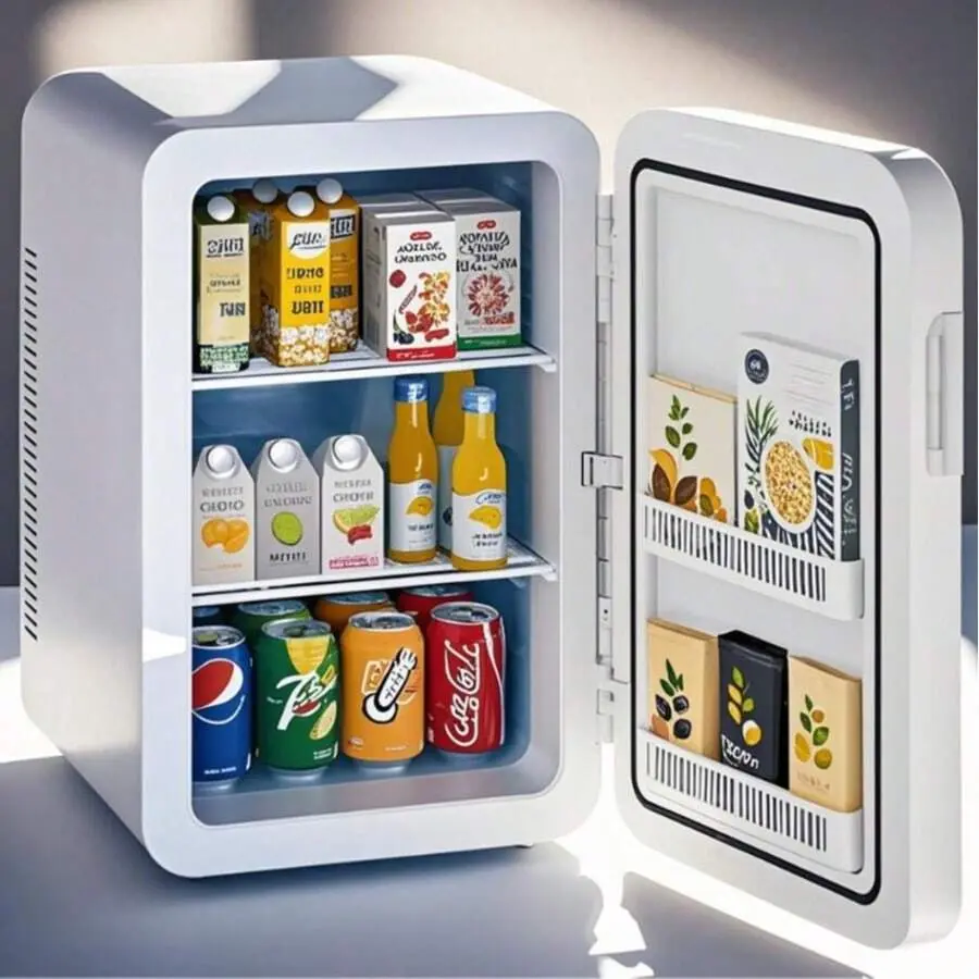 22L Mini Fridge Bedroom, 12v Portable Cooler & Warmer, Mini Refrigerator With Glass Front, Car Office Desk & Dorm Room Food Beverage Skincare Makeup