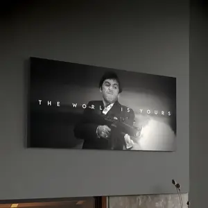 Iconic "The World Is Yours" Tony Montana Scarface Poster - Unframed HD Canvas Art for Modern Home Decoration & Motivational Wall Art Masterpiece wall decor wall art posters