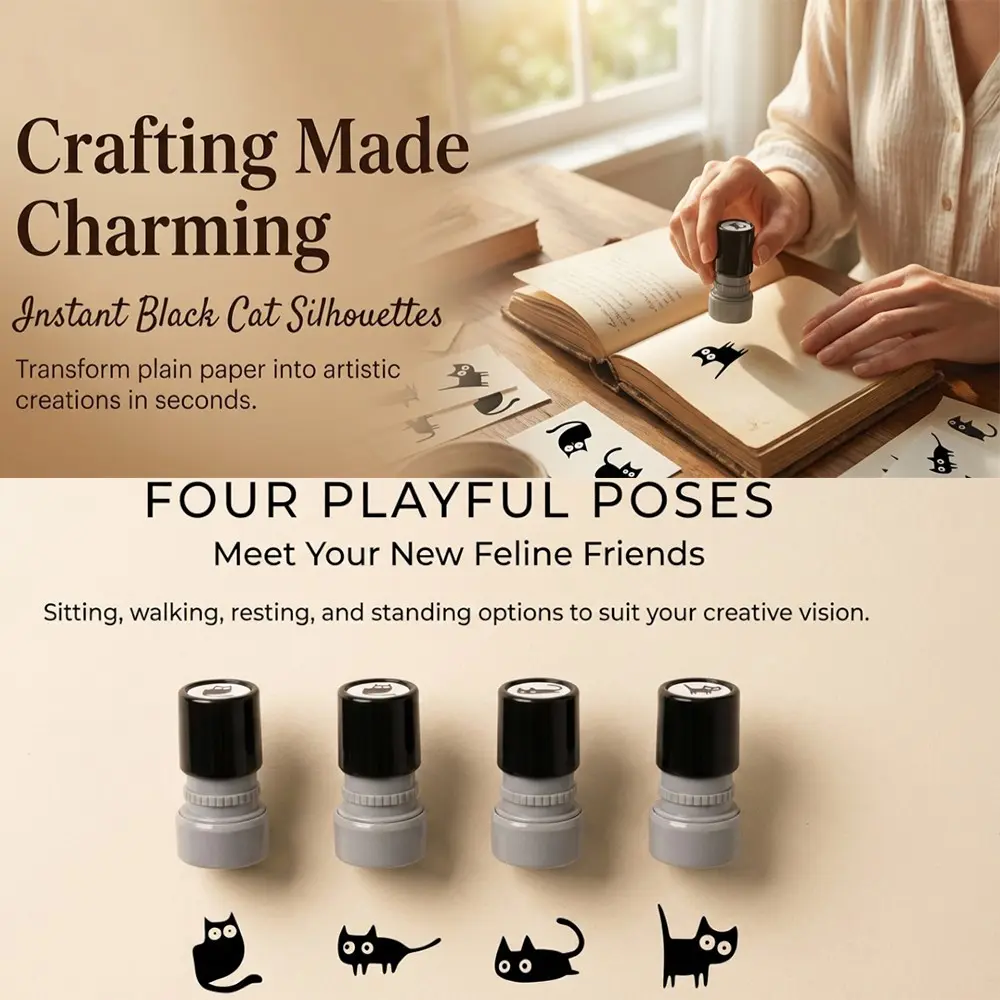 Fun Cat Stamp Set, Creative Cat Shapes Stamps, Teacher Reward Stamps, Self-Ink Design, Self Inking Stamp, Ideal for Handmade Journals, Classroom Activities