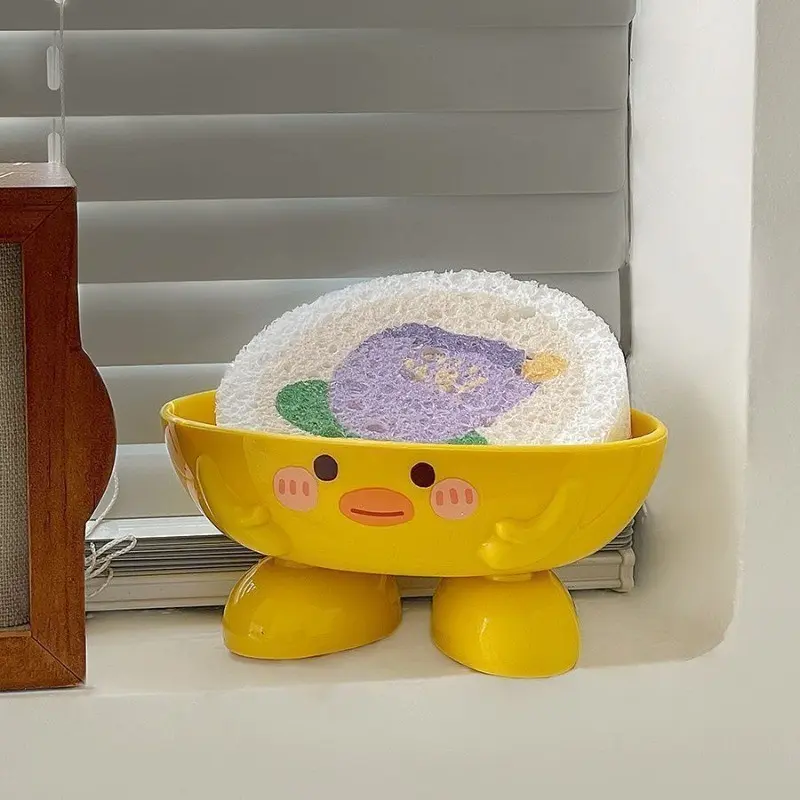 Cute Duck Soap Dish with Drain Hole, Cartoon Creative Soap Holder, Durable Bathroom Soap Rack, Decorative Soap Box