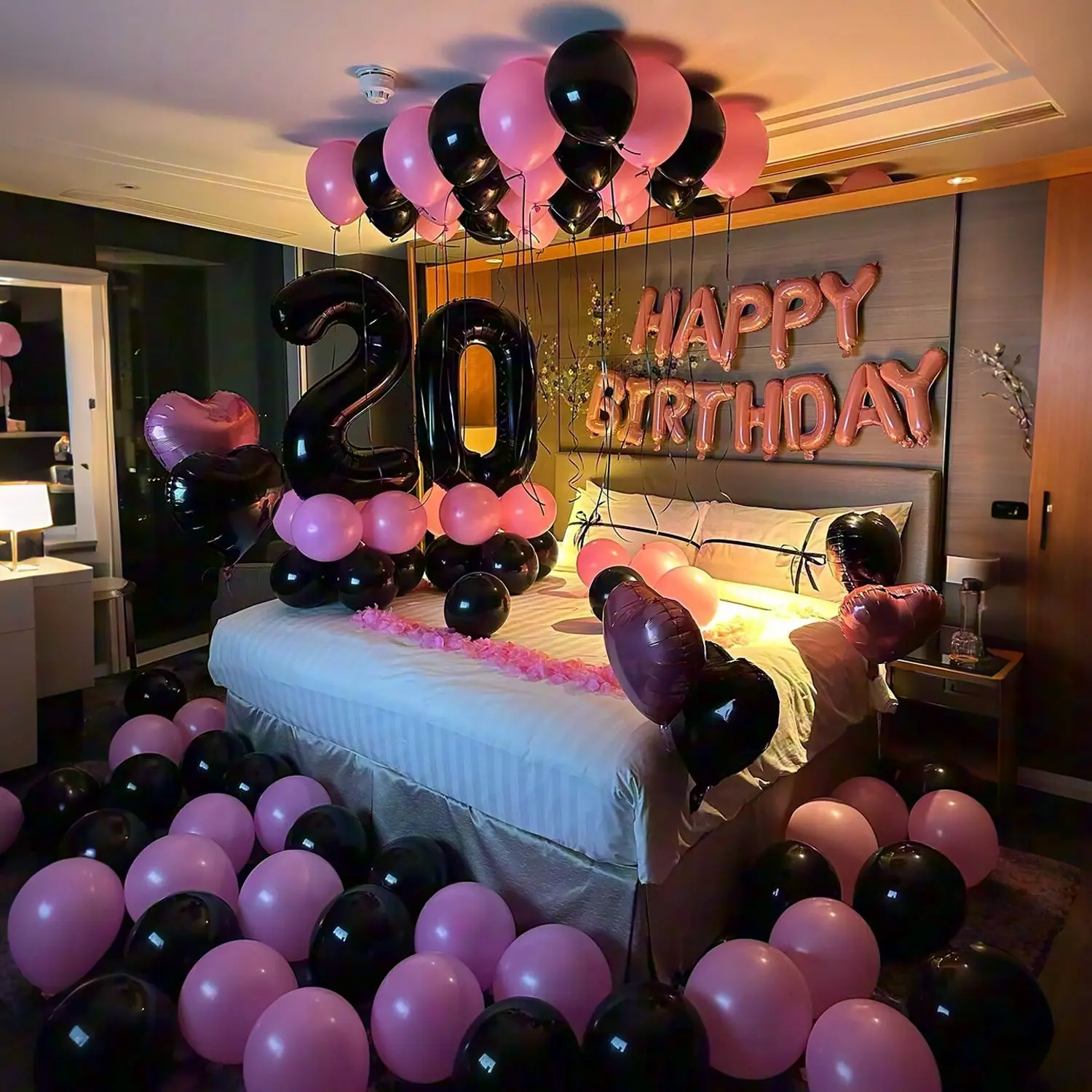 Birthday Balloon Set, 'happy Birthday' Banner, Numbers, Heart Balloons, Girl Hotel Party Decor, Photo Props, Birthday Decorations
