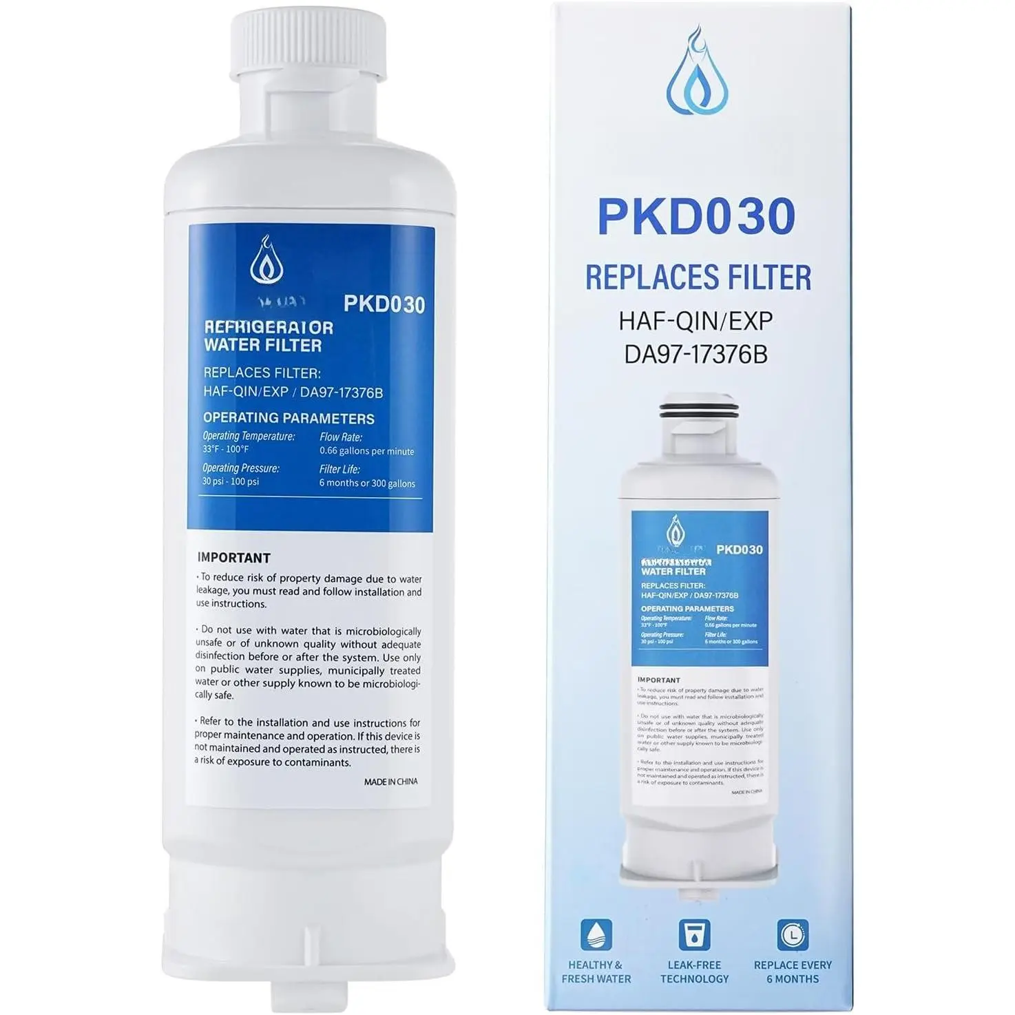 (3 Pack) DA97-17376B Water Filter for Sam&sung RF23R6201SR(/), RF27T5241SR(/), RF27T5501SR(/), RF29A9671SR(/), RS27T5200SG(/), RF29A9771SR(/) .