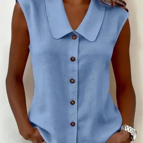 Elegant Sleeveless Women's Shirt Blouse, Solid Color Casual Work Vest Top, Perfect for Commute Wear, Fashionable and Comfortable, Model 10527