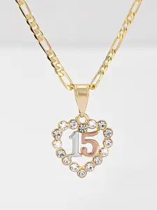 1pc Heart-Shaped Number 15 Necklace | Western Jewelry, Perfect for Quinceanera Coming of Age & 'S Birthday Gift, Vintage and Elegant Style