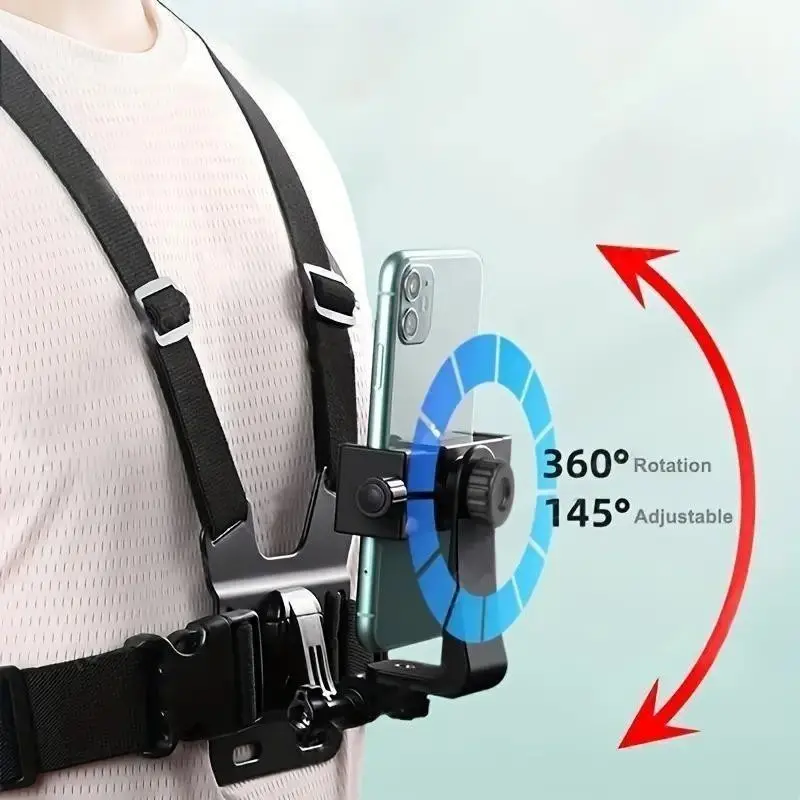 Outdoor First-Person View Shooting Stand Set, Headband + Chest Strap Combo, 6-Piece Kit, Video Recording Accessories, Compatible with Most Phones and Action Cameras