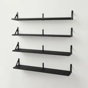 Floating Wall Bookshelves, Bookshelf Wall Mount,Long Bookshelves  Set of 4,Large Floating Shelf for Books Storage Display Living Room Bedroom Office Bathroom Decor,36 Inch,Black