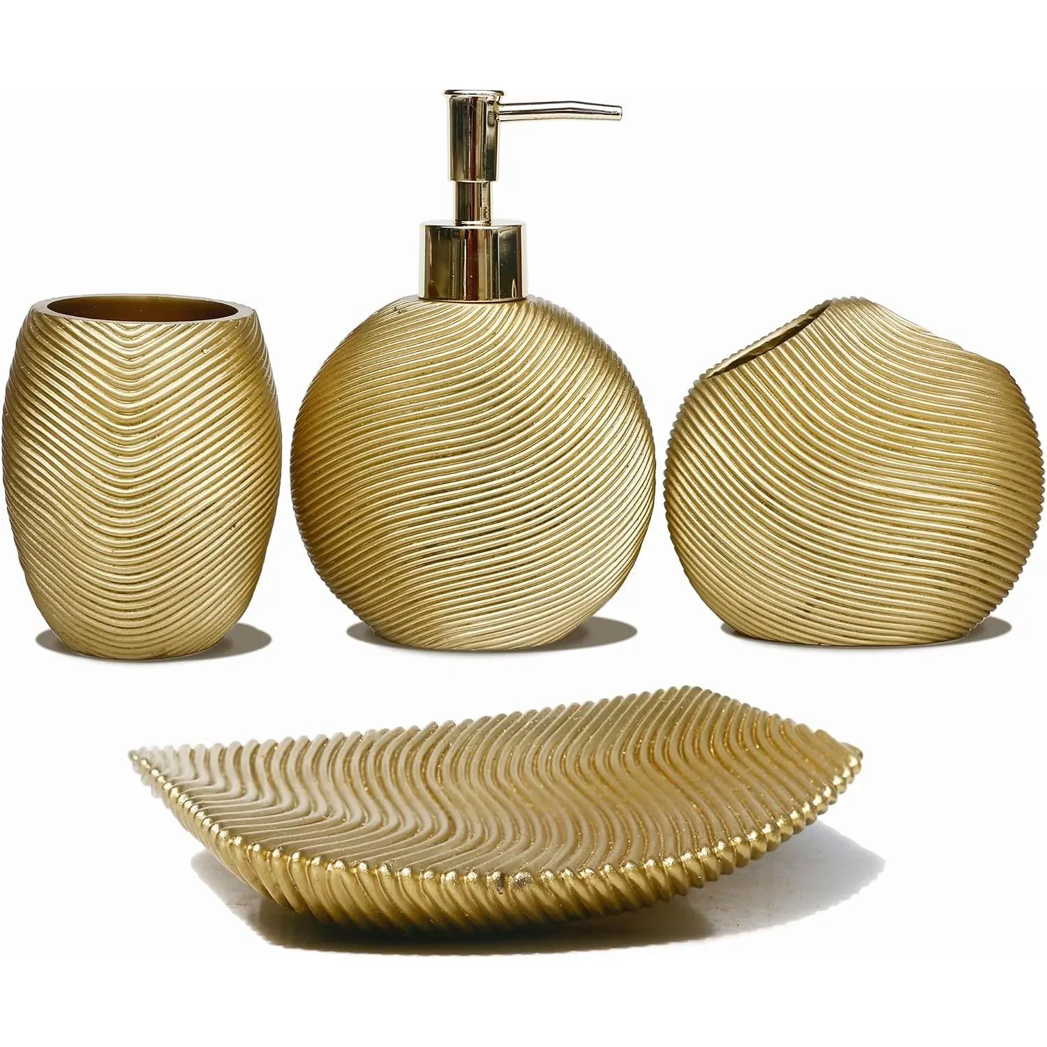 LUANT Bathroom Accessories Set Including Cup, Toothbrush Holders, Soap Dishes and Soap Dispenser, Gold