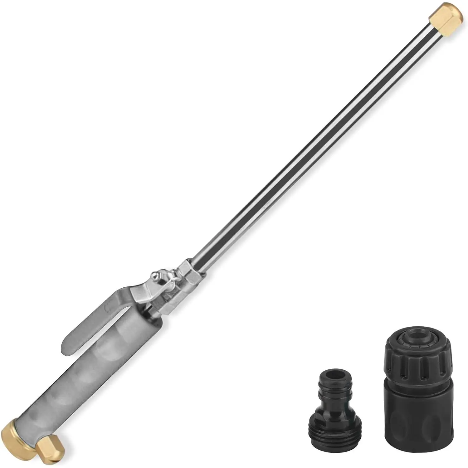 High  Power Washer Wand, Hydro Jet Nozzle for Garden Hose, Watering Sprayer Cleaning Tool, Wand Lance for Gutter Patio   Window Glass, Grey