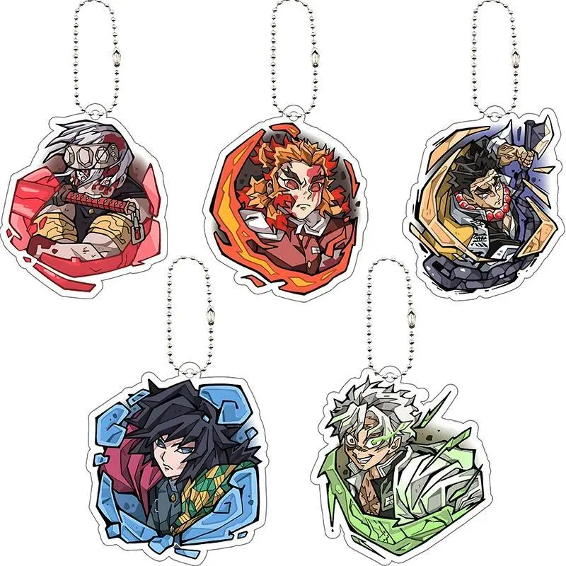 2026 new hot item Tengen Uzui Giyu Tomioka Demon Slayer Anime Acrylic Pendant Backpack Jewelry Doujin Surrounding Girl Keychain Commemorative Gift