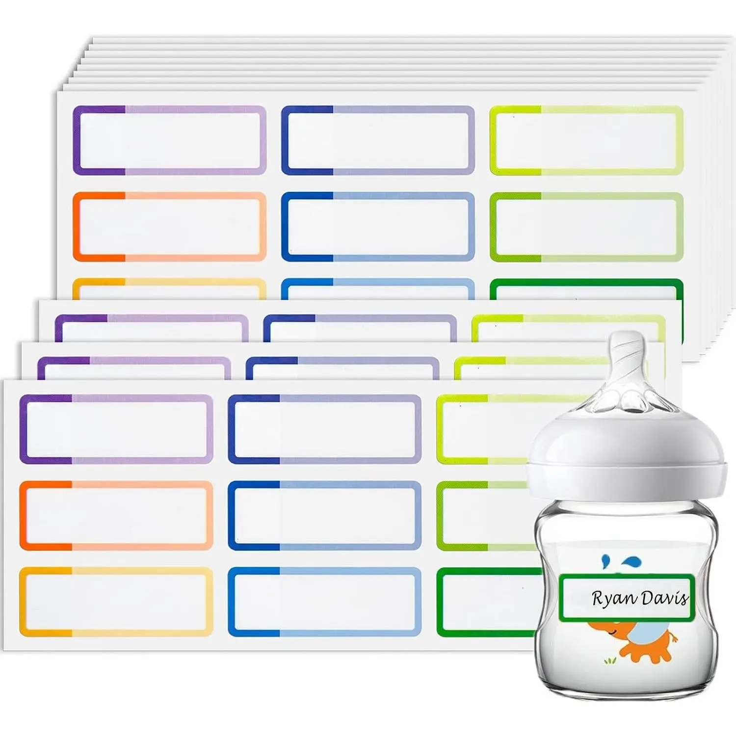 144 PCS Waterproof Name Labels for Kids - Self-Laminating Name Tag Stickers for School Supplies, Water Bottles & Daycare Essentials, Dishwasher Safe
