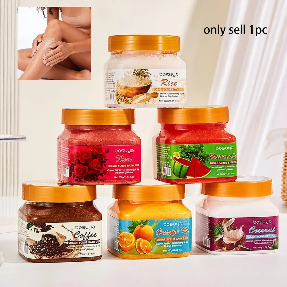 Bosuya Exfoliating Bath Salt Body Care, Gentle Scrub, Moisturizing, Hydrating & Brightening, Soften Dead Skin, Smooth Skin, Smoother, Single Item, Moisture, Body Exfoliator, Dead Skin Remover