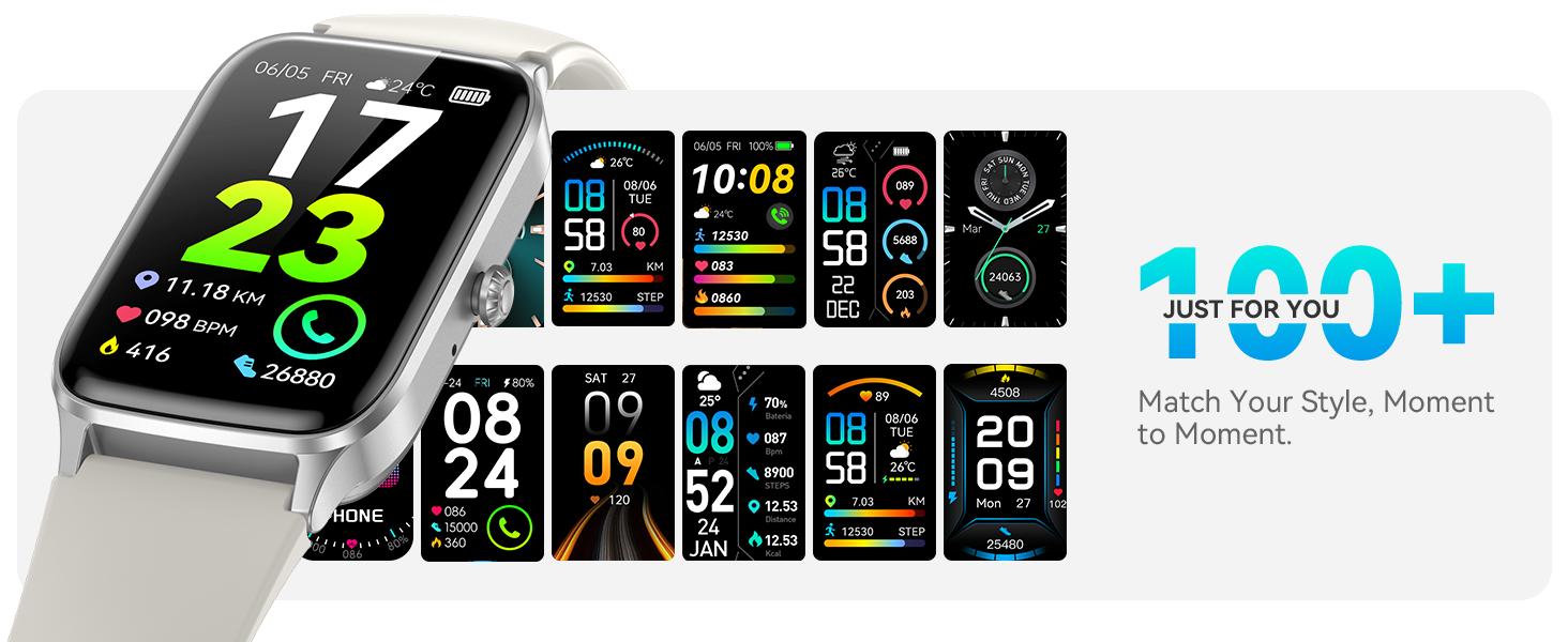 Fitness Tracker for Women Men, Activity Watch Compatible with Android iPhone, Step Counter with 110+ Sports, Sleep Monitor, Calorie Counter, IP68 Waterproof (Starlight, 1.57)