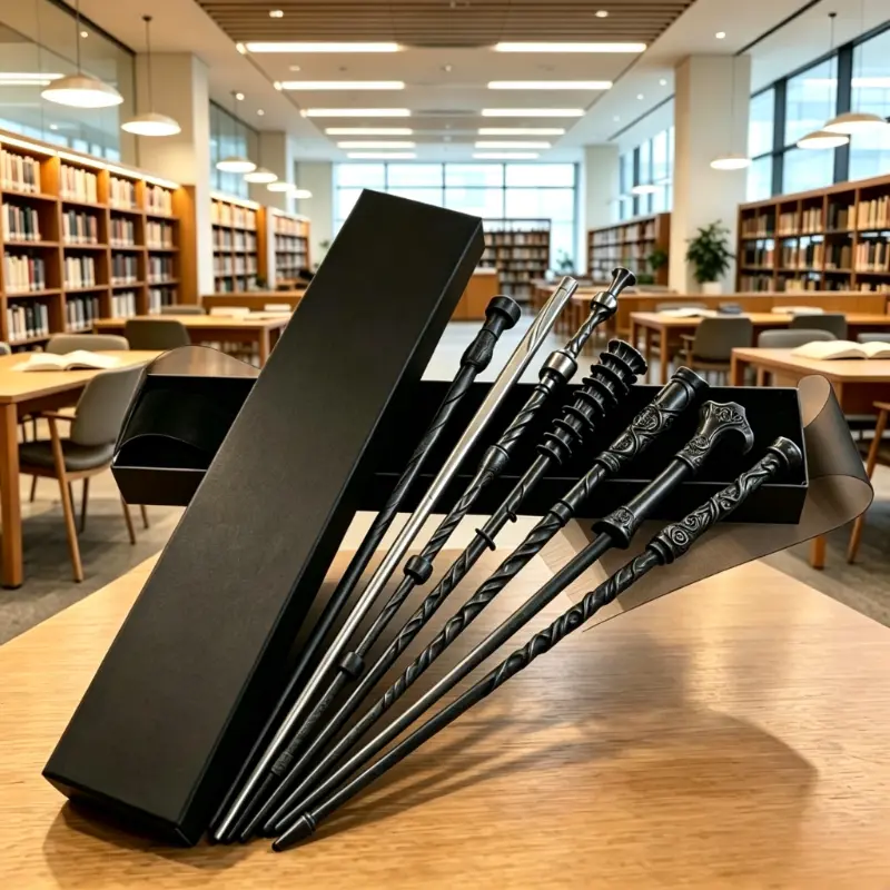 Elegant black and gold flame projection magic wand, USB powered, safe and reliable, realistic flame effects, suitable for magic shows, role-playing and stage performances.