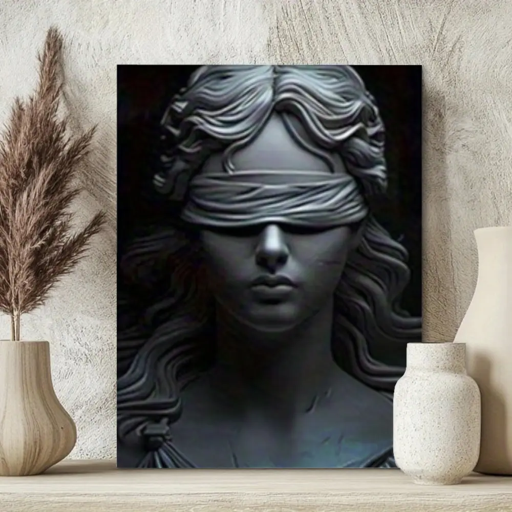 Modern Minimalist, Canvas Wall Art, Blindfolded Goddess Sculpture Relief, High Definition Giclee Print On Stretched Canvas, Living Room Bedroom Decor, 1 Piece Framed Poster