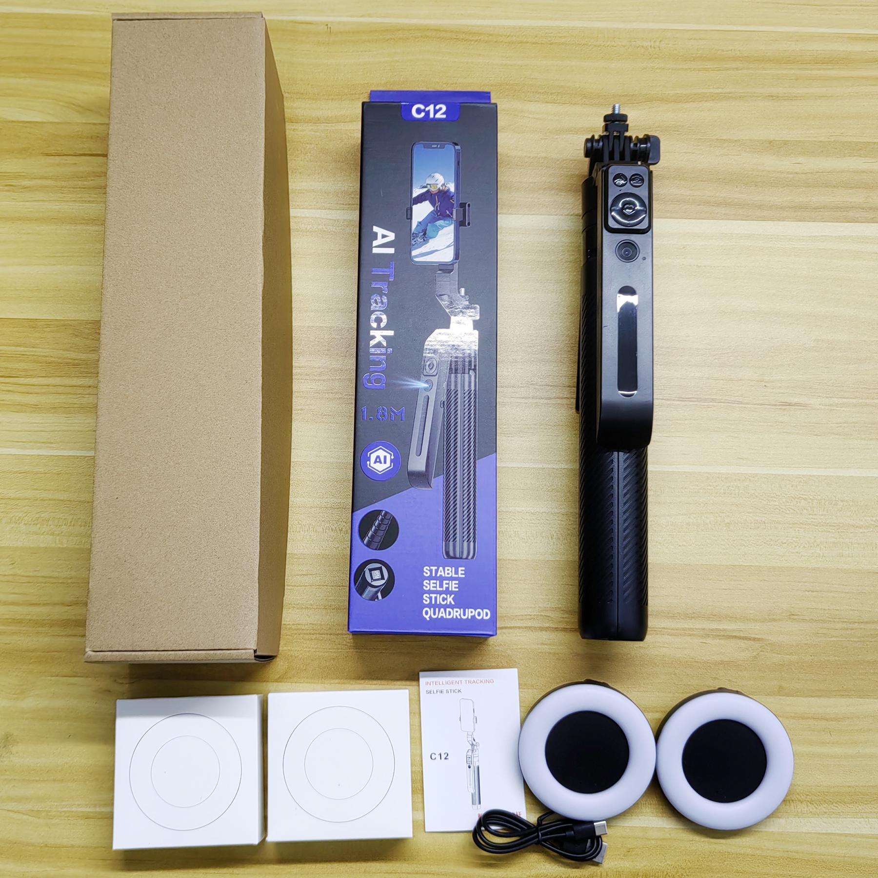 360° Rotatable Auto Face Tracking Phone Holder, Selfie Stick with Remote Control, Smart Shooting Phone Holder for Video Vlog Live Camera Stabilizer