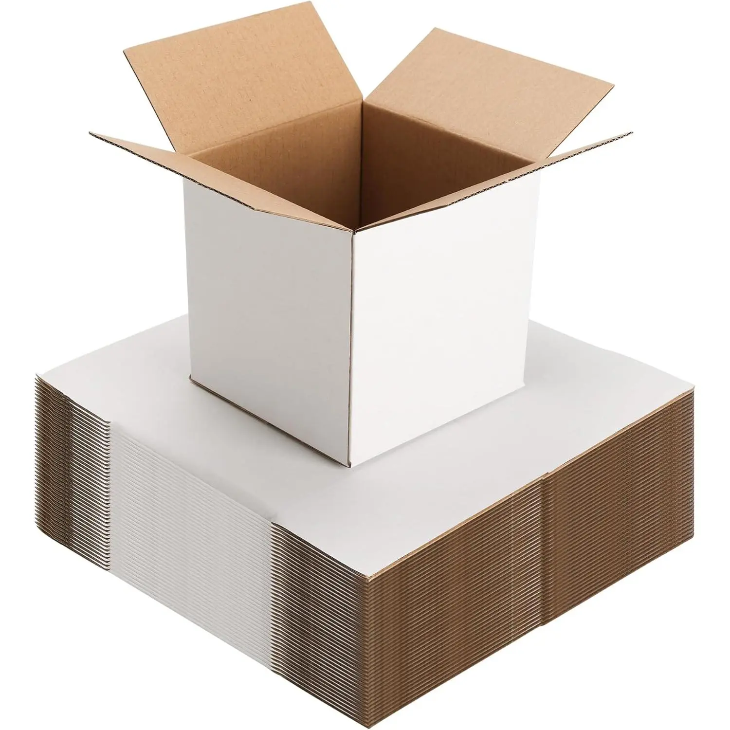 40 Pack 5x5x5 Shipping Boxes for Small Business, White Corrugated Cardboard Small Box for Packaging, Moving, Mailing, and Storing