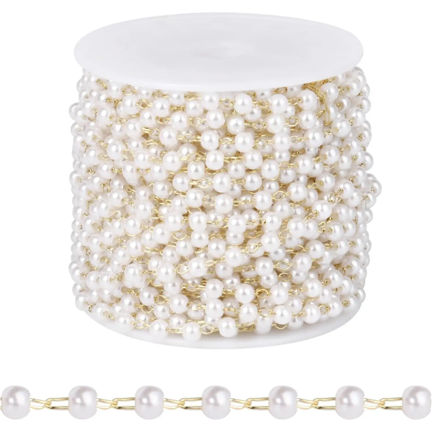 [33 FT]  Plated  Beads Chain Bulk for  Making, 4mm  Beaded Brass Oval Link Chains Roll Spool for DIY Craft  Making