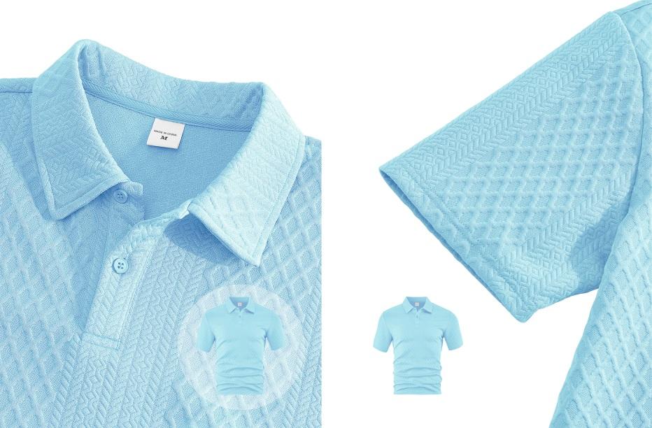 Trending Men’s Polo & Shorts Set, Jacquard Texture Summer Outfit, Lightweight Breathable Sport Set, Streetwear Matching Set