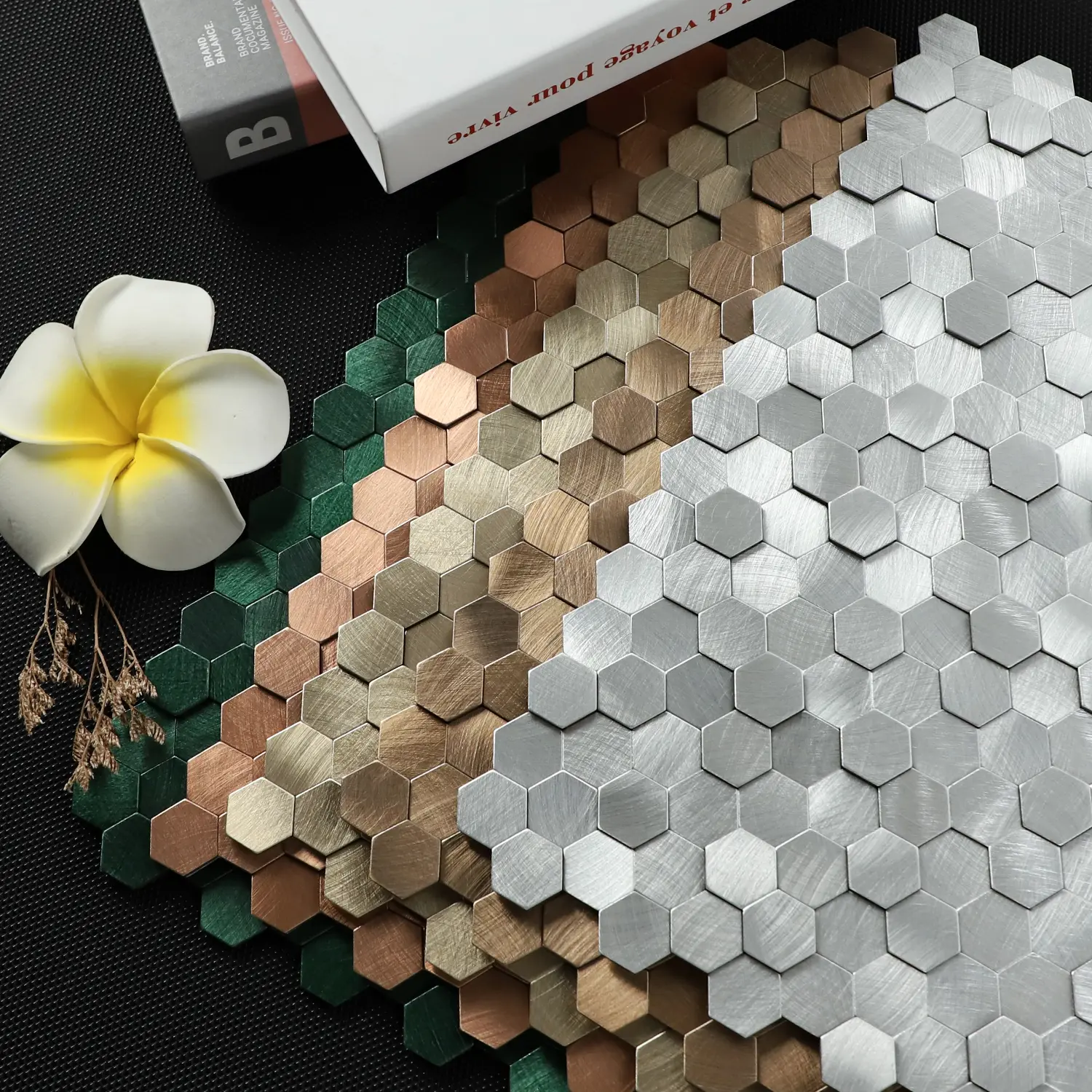 Peel and Stick Backsplash Hexagon Tile, Self Adhesive Wall Tiles 3D Metal Stick on Tiles for Kitchen Interior Wall