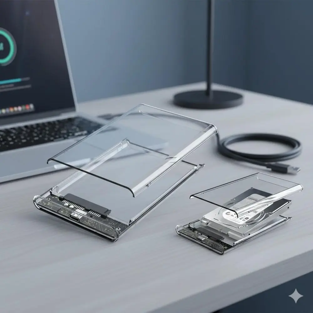 Ultra Fast External Hard Drive Enclosure for 2.5" SATA SSDs HDDs, USB 3.0 Portable Storage Case, Tool-Free Installation for 7mm/9.5mm Drives, High-Speed Data Transfer, Compact Design.