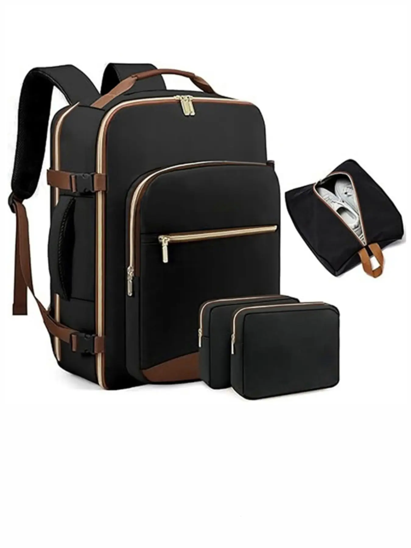 Autumn Winter Travel Backpack, Expandable Luggage Bag with 3 Pockets, Waterproof Laptop Case for 17.3 Inch Notebook, All Seasons Use, Travel Backpack Set