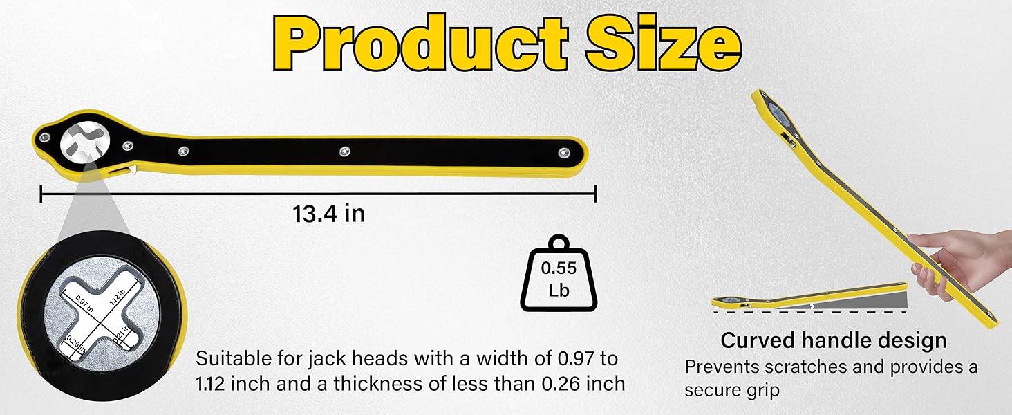 Car Jack Ratchet Wrench, Labor-saving Tire Jack Handle, Scissor Jack Adapter for Car with Long Handle, 360° Swivel Tire Wheel Lug Wrench for Travel/Truck/SUV/Vans