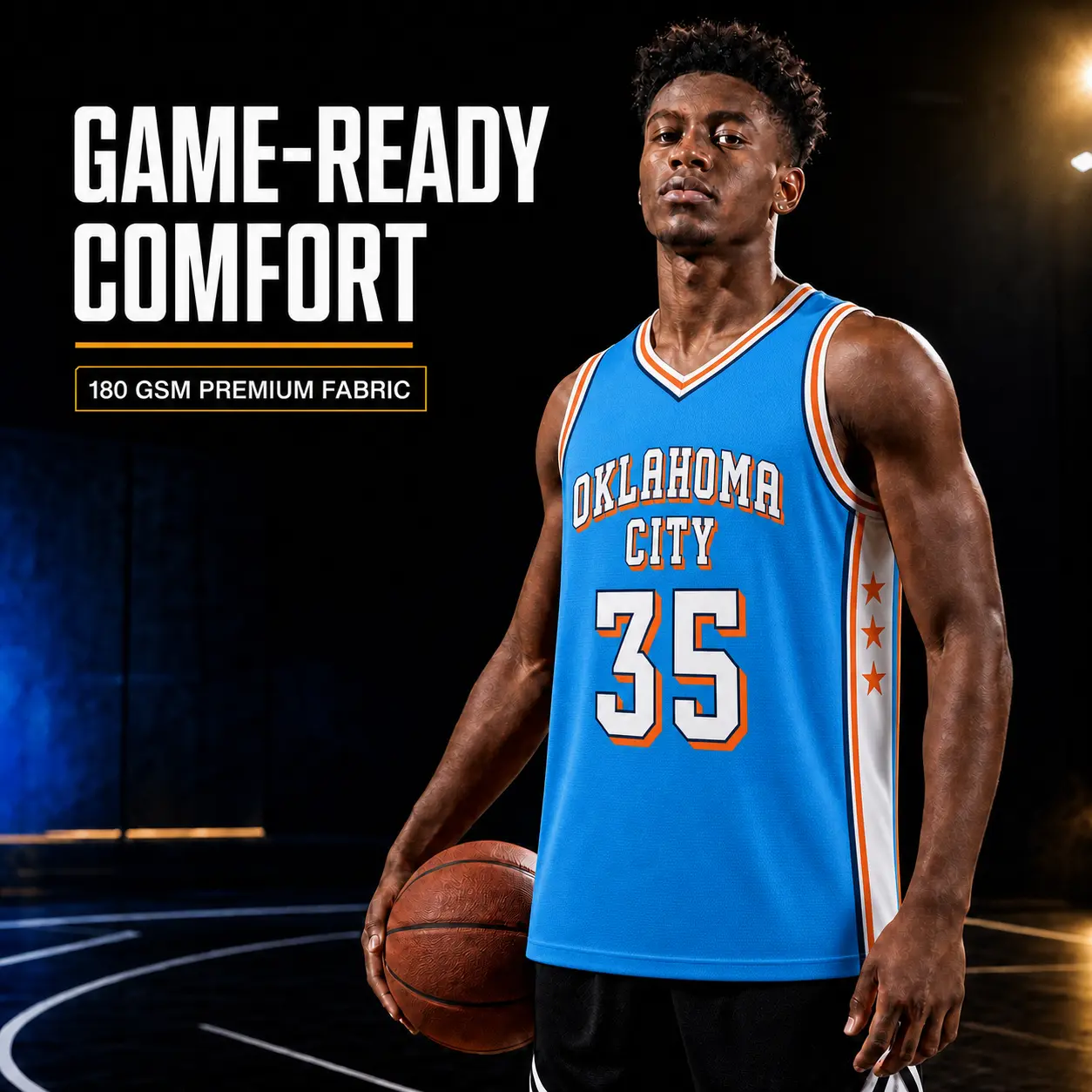 Men’s Light Blue 35 Basketball Jersey, Oklahoma City Style Sleeveless Mesh Tank Top, Retro Athletic Fan Shirt, Breathable Sports Jersey for Game Day, Gym, Pickup Basketball, School Events, Summer Parties & Casual Streetwear Outfits