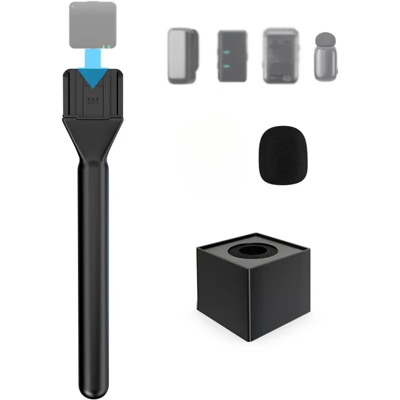 Mic Handle for DJI Mic Mini/2/3, RODE Wireless GO 2/3, Hollyland Lark M1/C1, BOYA Mini & More, Wireless Lavalier Microphone Holder for Interviews, Vlogging, YouTube, TikTok, Reporting