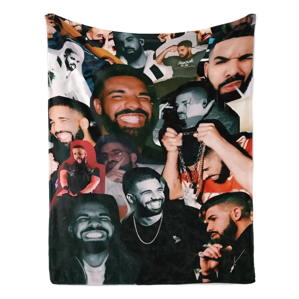 Rapper Artist Inspired Portrait Flannel Blanket, Baby Blankets and Adult Blankets, Ultra Soft Warm Cozy Throw Blanket, Living Room Shawl, Office & Sofa Decor, Four Seasons Travel Multipurpose Blanket, Digital Printing, Ideal Birthday Holiday Home Decor Gi