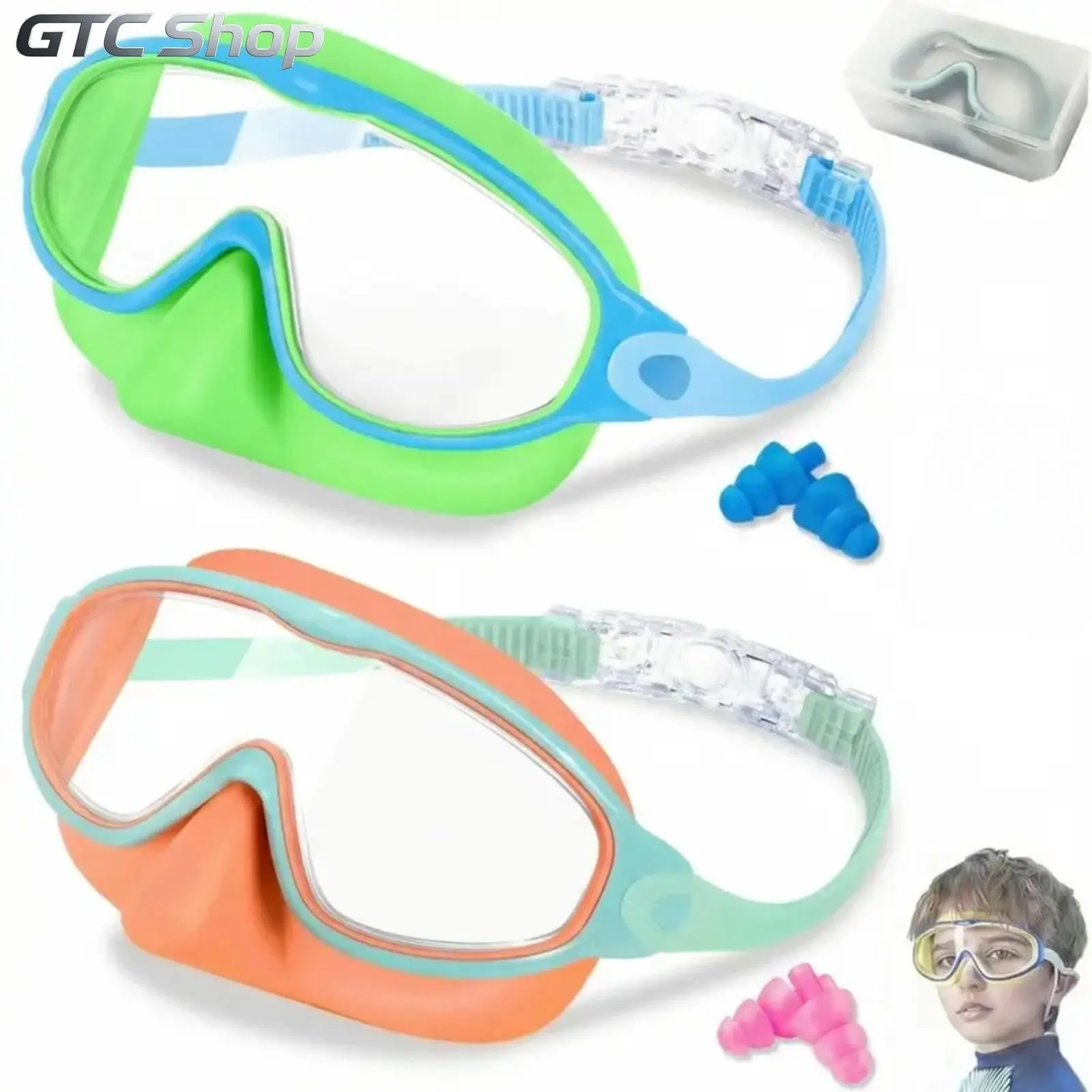 2 Pack Swim Goggles with Nose Cover, Anti-UV & Anti-Fog Design, Large View Swimming Goggles for Ages 3-15, Comfortable Pool Water Eyewear for Summer Water Activities summerwins