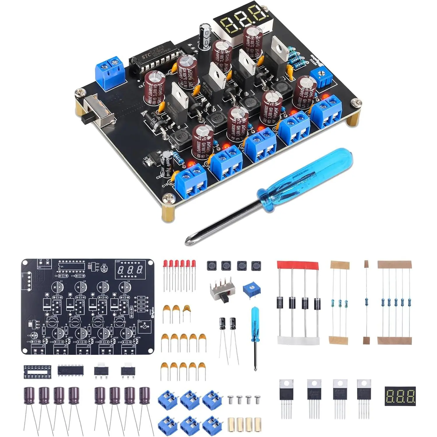 Complete Soldering Kit with Adjustable Power Supply and Voltage Output Module for Classroom Projects and Electronics Learning