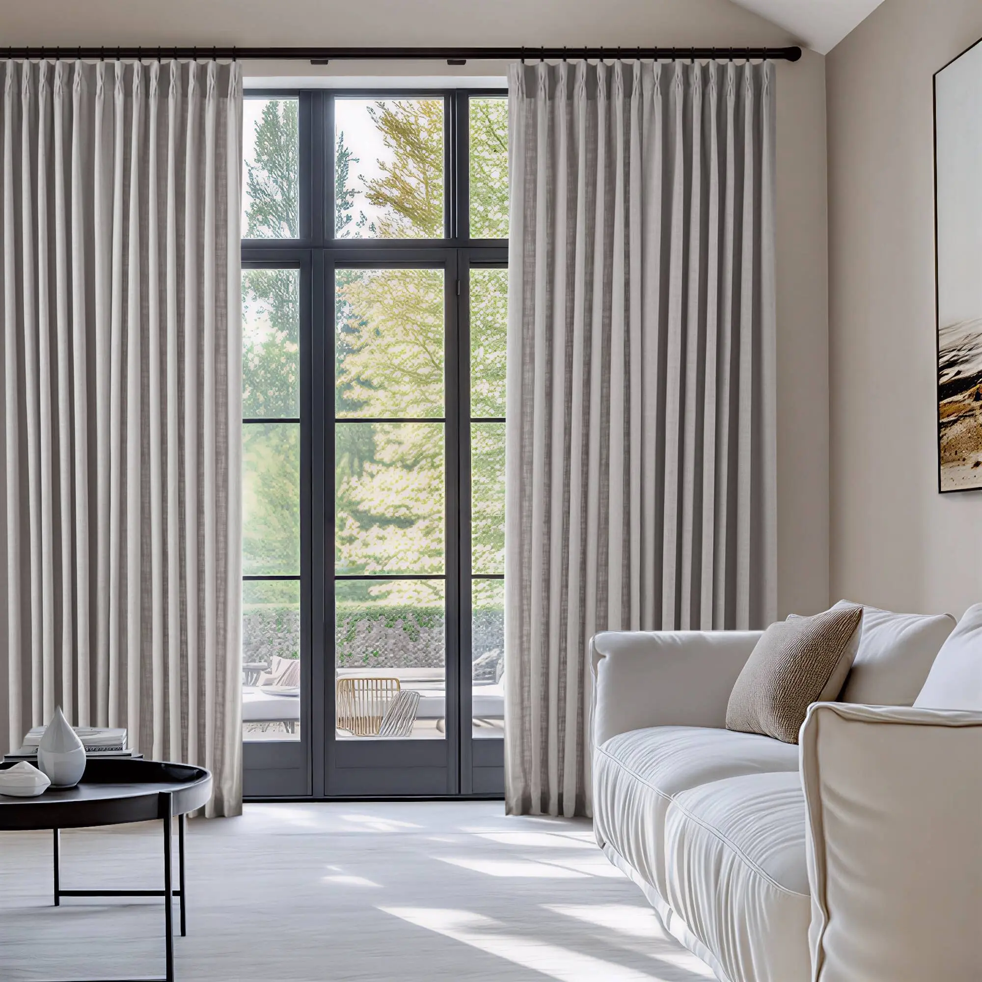 ARCH 2-Piece 40x90 Inch 300GSM Polyester Linen Textured Pinch Pleat Curtain Panels, 7 Pleats Per Panel, Heavyweight Privacy Light Filtering Window Drapes for Living Room Bedroom Bathroom, Set of 2 Panels, Home Furniture and Household Product Search