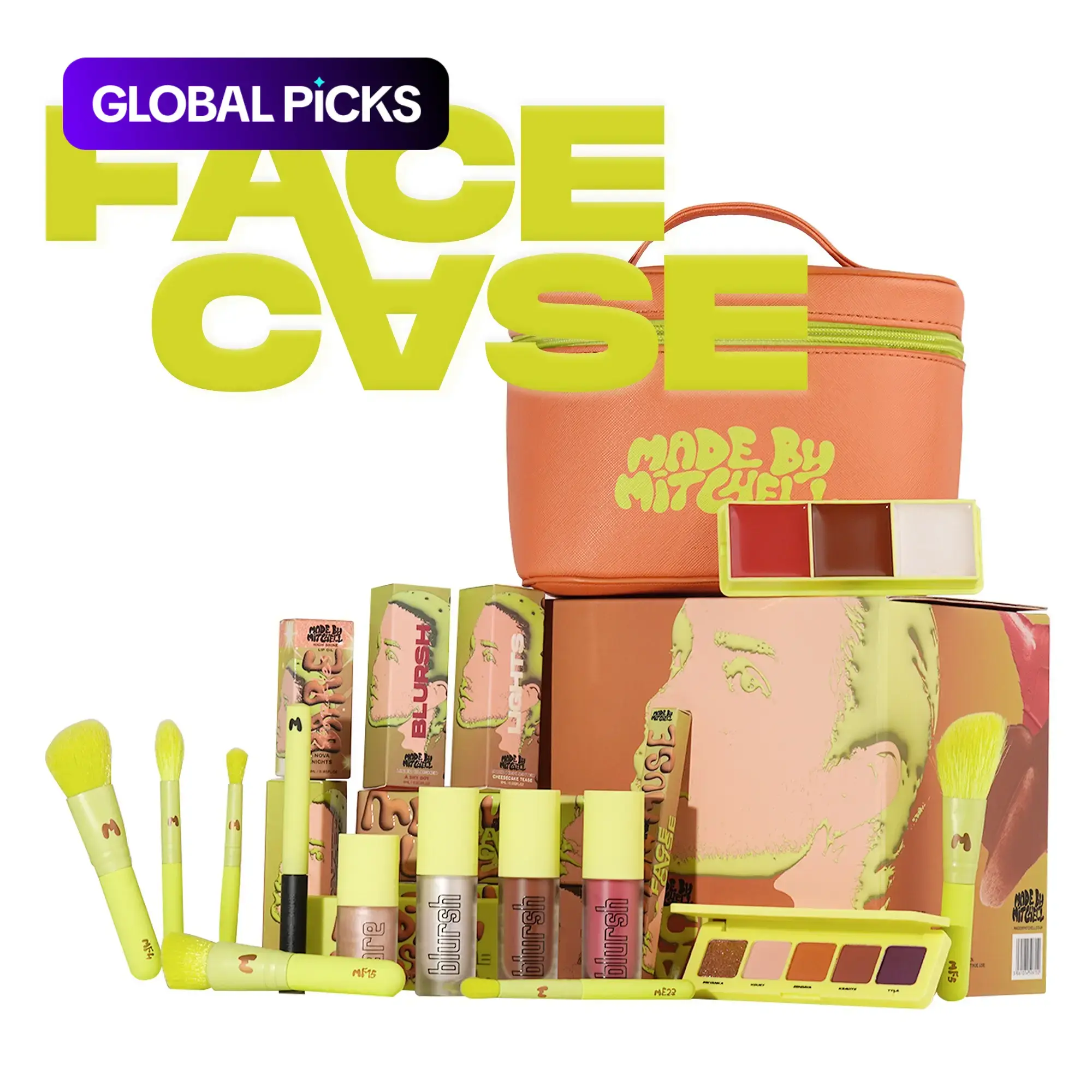 [Made by Mitchell] Face Case 13pcs/set Full-Face Makeup Bundle with Free Makeup Case, All-in-One Cosmetics Kit, Travel-Friendly Beauty Set Makeup Sets #GLOBAL PICKS