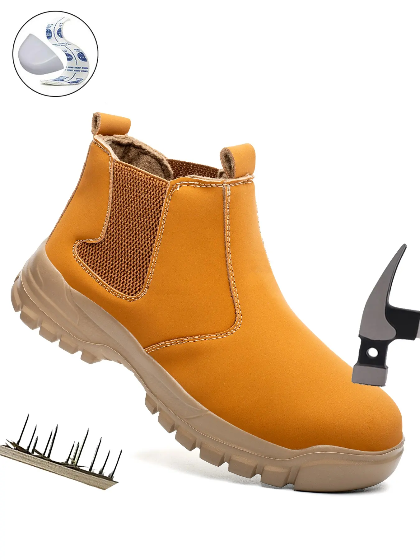 Steel Toe Shoes Lightweight Black Leather Water Resistant, Safety Anti-smash Toe and Puncture Proof, Industrial Construction Boots for Men, All Day Comfort