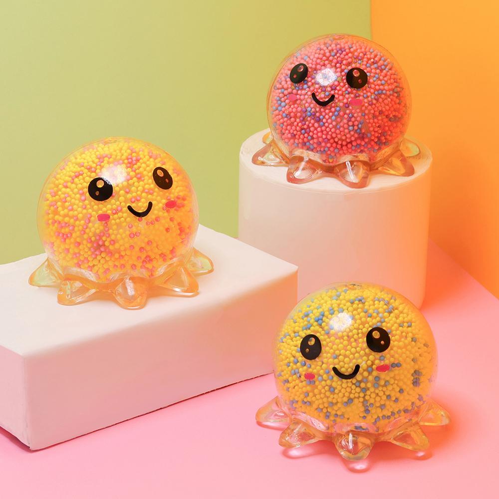 Random Color Octopus Shaped Squeeze Ball, Cute Luminous Squeeze Toy, Stress Relief Toy For Adults, Kawaii Squishies