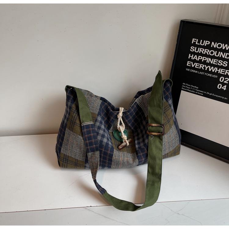 New Winter Plaid Crossbody Bag Fashion Retro Texture Square Shoulder Bag Lightweight Casual Leisure Large Capacty Coach Bag