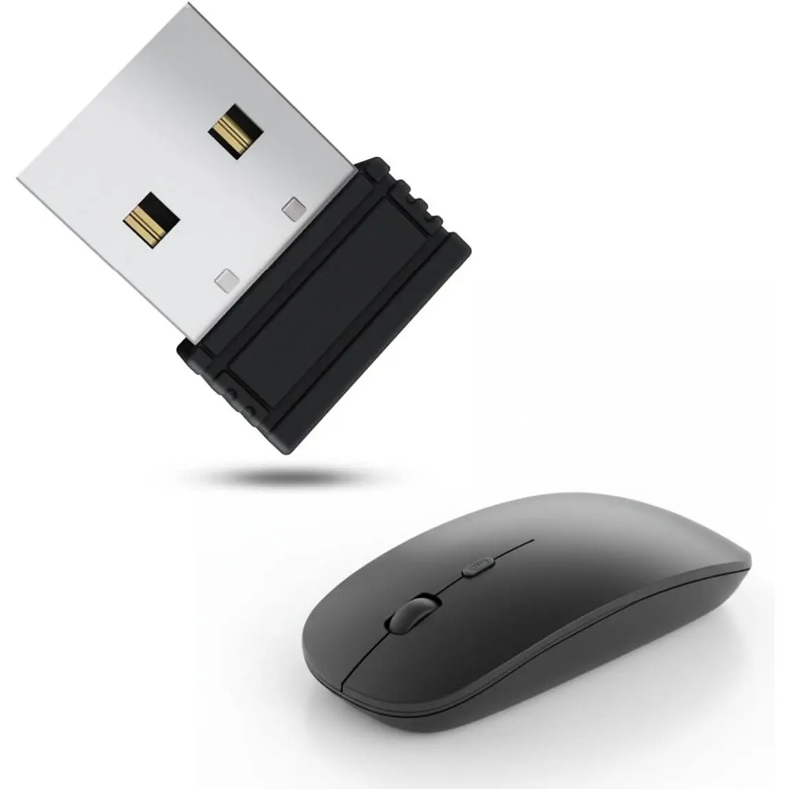 2.4G Rechargeable Mouse Jiggler - Slim, Ultra-Thin, Silent, USB-A/C Portable Mouse, Prevents Sleep for Office Notebooks, MacBook, Windows/Linux Systems