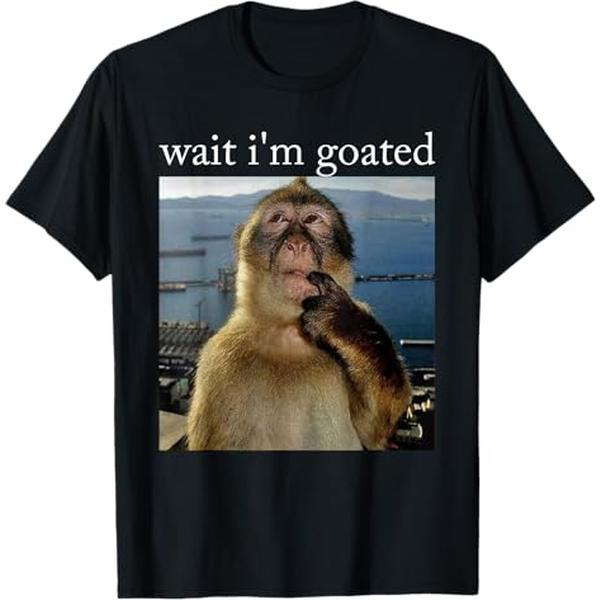 Wait I'm Goated Funny Thinking Monkey Meme Brainrot Gift T-Shirt