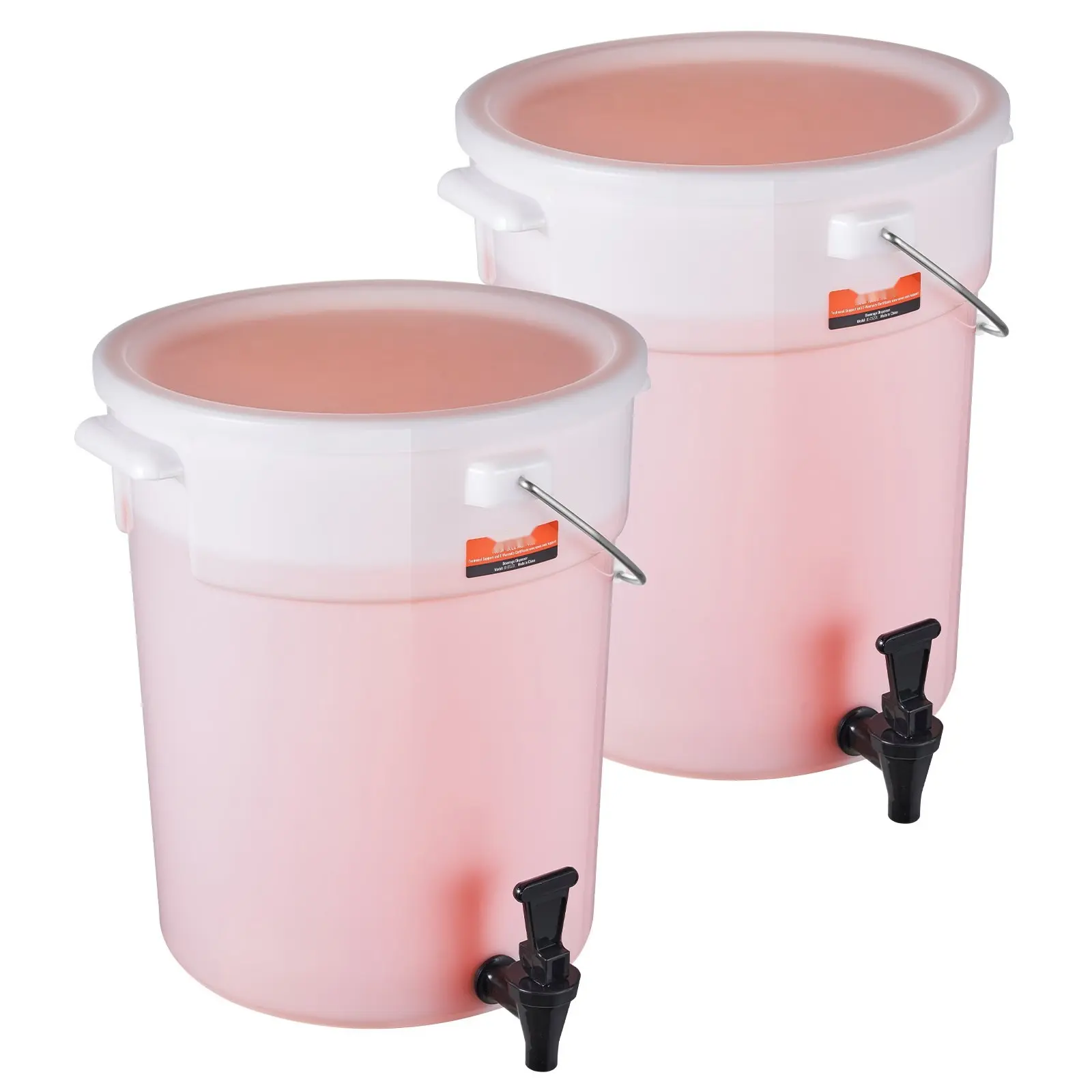 5 Gallon Beverage Dispenser Set with Spigot and Lid Plastic Drink Dispensers for Iced Tea Lemonade Water and Juice; BPA-Free, Food-Grade, Durable, Easy To Clean, Ideal For Parties, Restaurants, Hotels, Catering, Home Use, 2 Pack