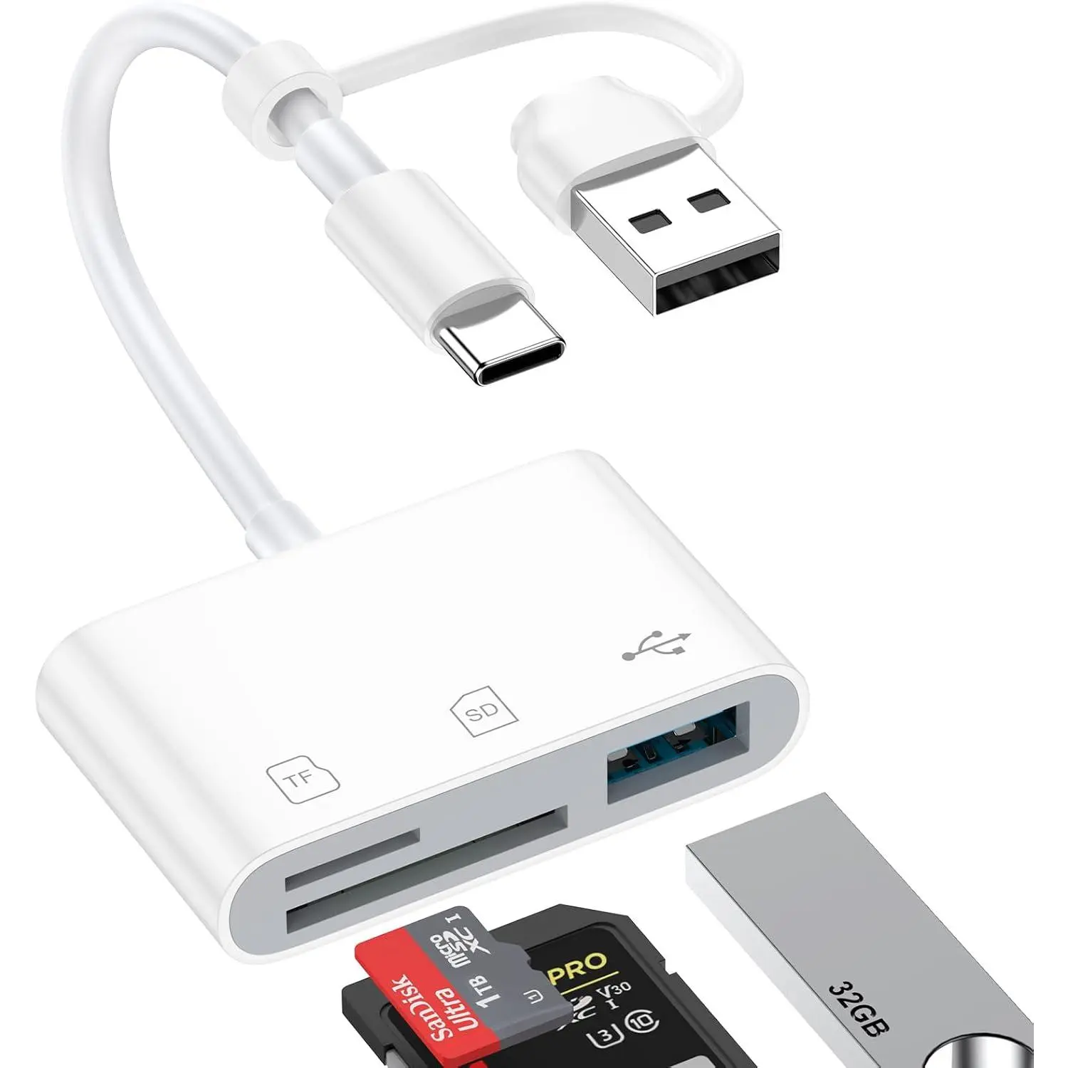 SD Card Reader for  S26 Ultra 5in1 USB A&USB C to Memory Card Reader |  Port  SD Card Reader with USB Camera Adapter for  S26 S25  17 16 Pro Max iPad Digital Camera Android