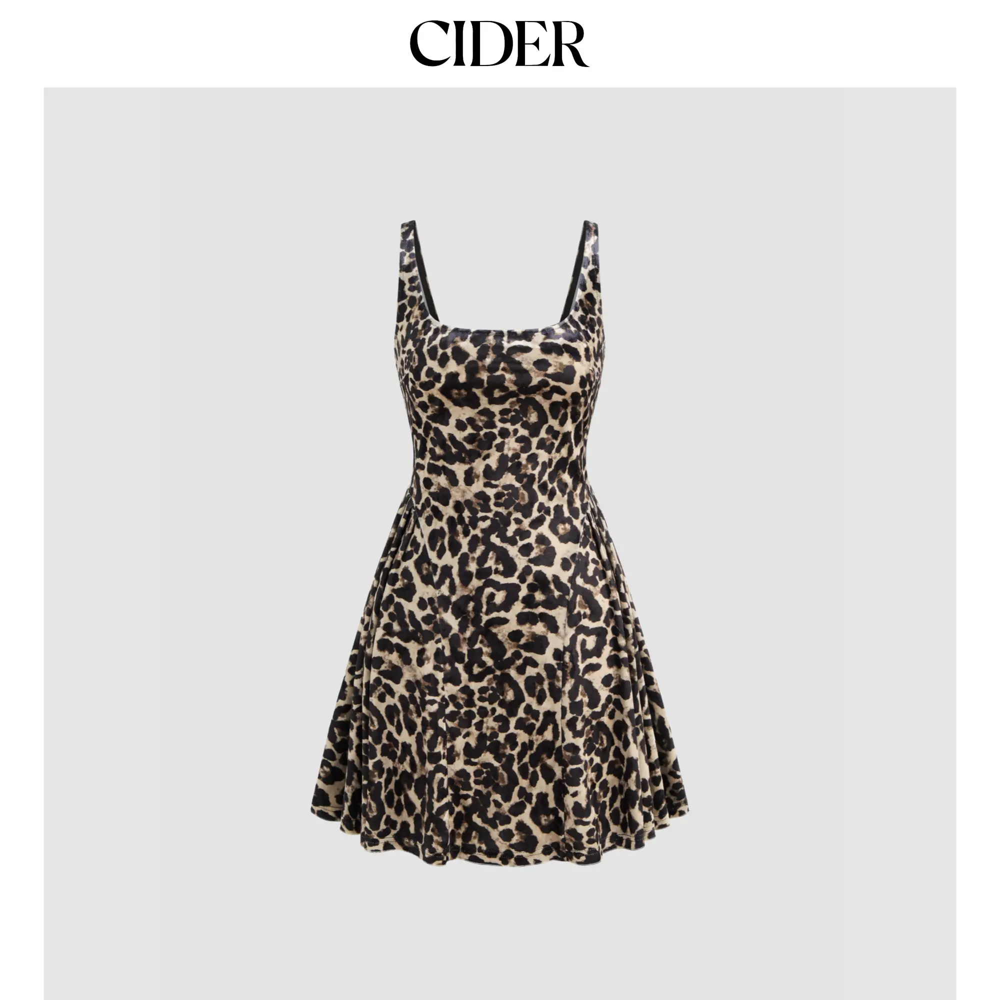 Cider [size 0-26] U-neckline Leopard Ruffle Mini Dress SohoChic