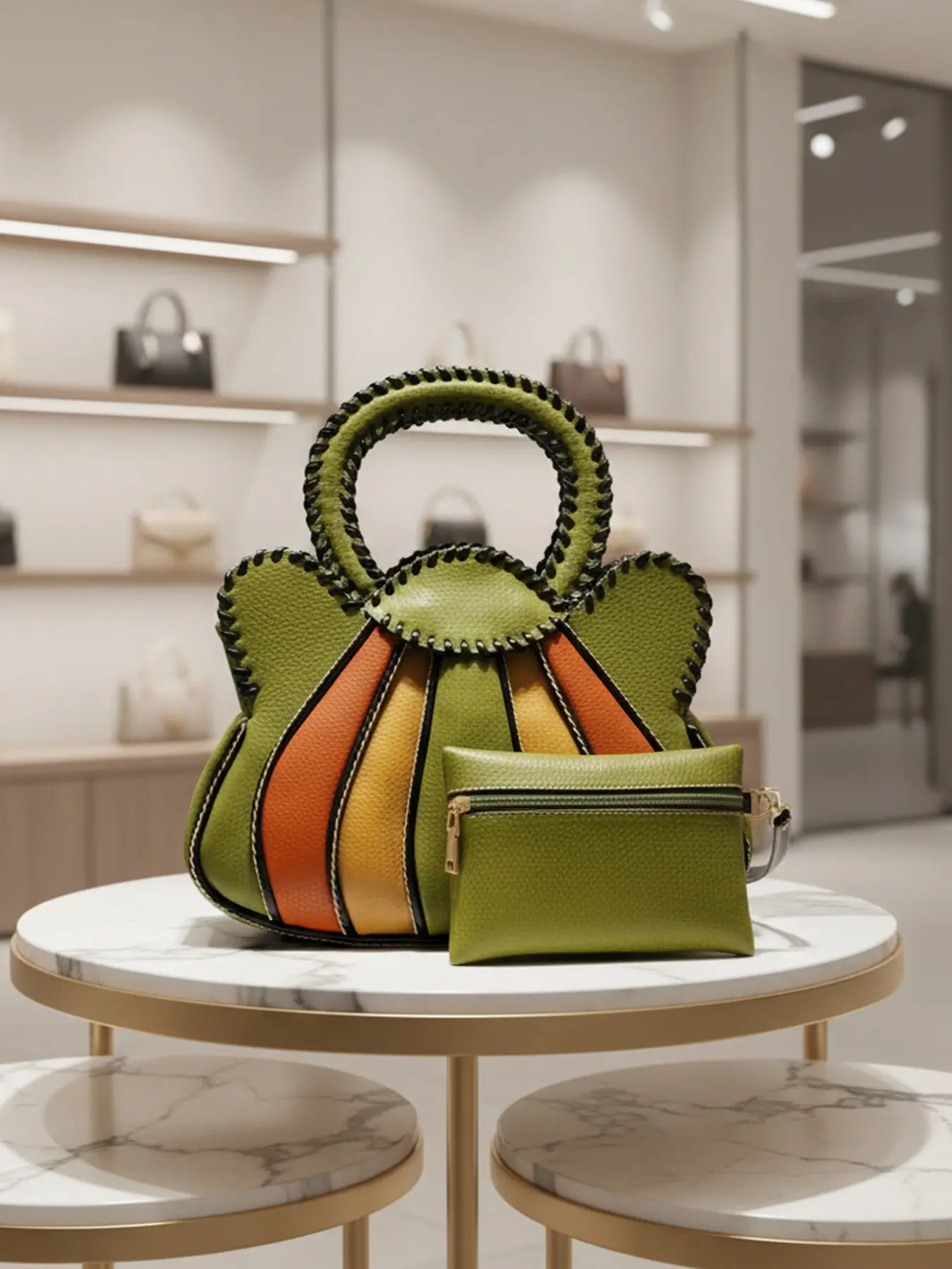 Vintage Women’s Handbag, Multi‑Color Leather Purse, Large‑Capacity Multi‑Compartment Crossbody Bag, 2025 New Arrival, Colorblock PU Handbag