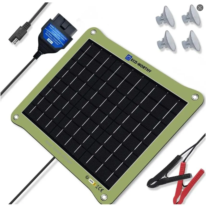 Upgrade 7.5W Solar   Charger Maintainer 12V  Solar Panel Portable Solar Trickle Charger for   Boat Lawn Mower RV  Tractor Utility