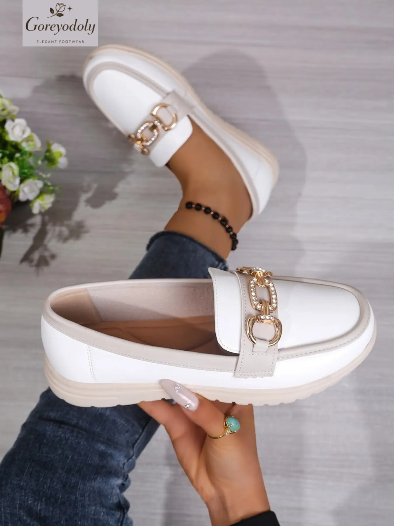 Goreyodoly Women Loafers Metal Horsebit Flats Slip On Casual Comfort Shoes Lightweight Non Slip Driving Shoes Soft Cushion Office Work Shoes Daily Walking Shoes Wide Feet Friendly Spring Autumn Flat Shoes, Fall Casual Shoes, Travel Shopping Party Wear