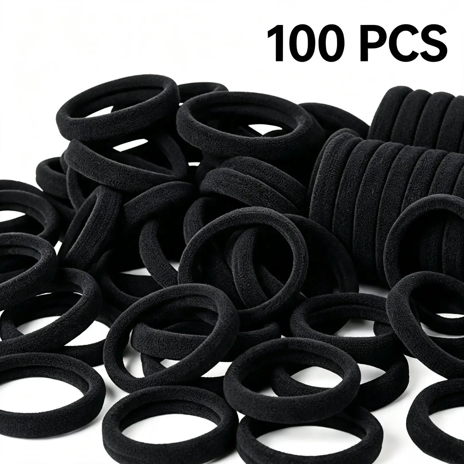 100Pcs Ultimate Hair Tie Set, Super Elastic Ponytail Holders, Soft Seamless Fabric Hair Bands For Women Girls, Durable Hair Accessories For Thick Thin Hair, Daily Hairstyle Styling For Casual & Office Occasions