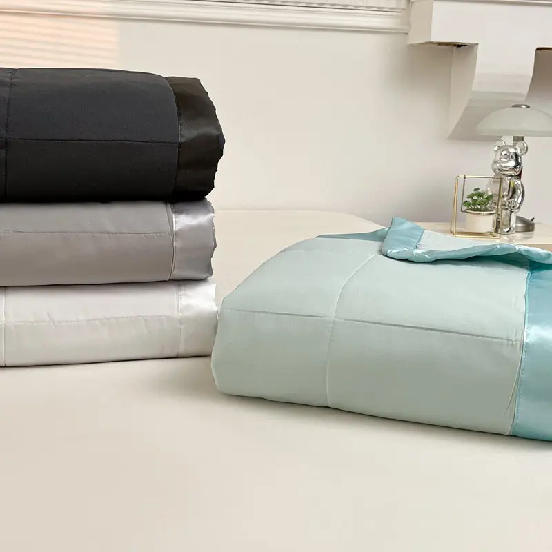 1pc Lightweight Summer Quilt, Four Colors, Three Sizes, Flannel Fabric, Cotton Fill, No Glue, All-Season Use, Comfortable Bedding