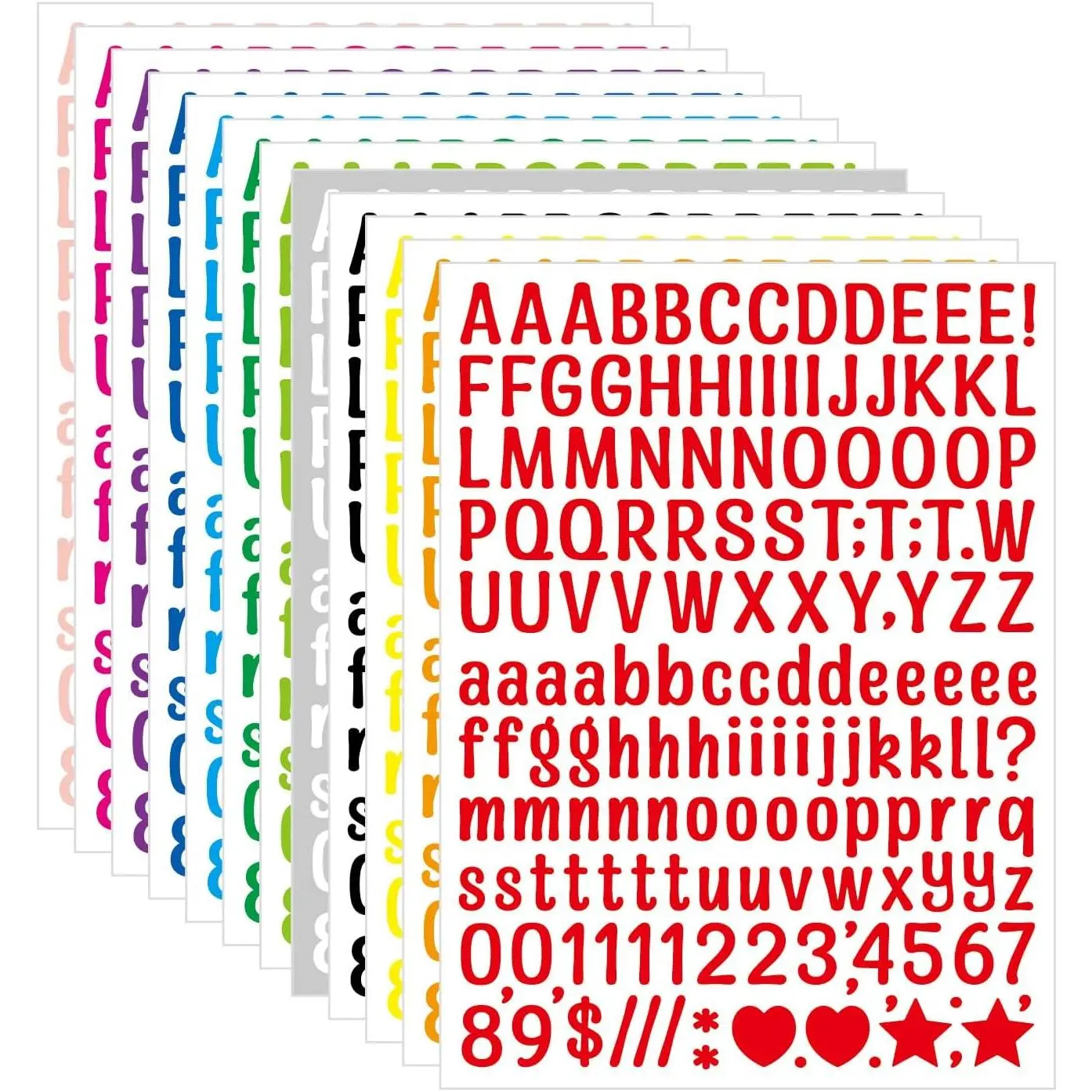 12 Sheets Letter Stickers Alphabet & Number Stickers Set, 0.5inch ABC Number Letter  with Symbols, Decorative Scrapbook Stickers for DIY Crafts Journal, Notebook, Calendar(Multicolored)