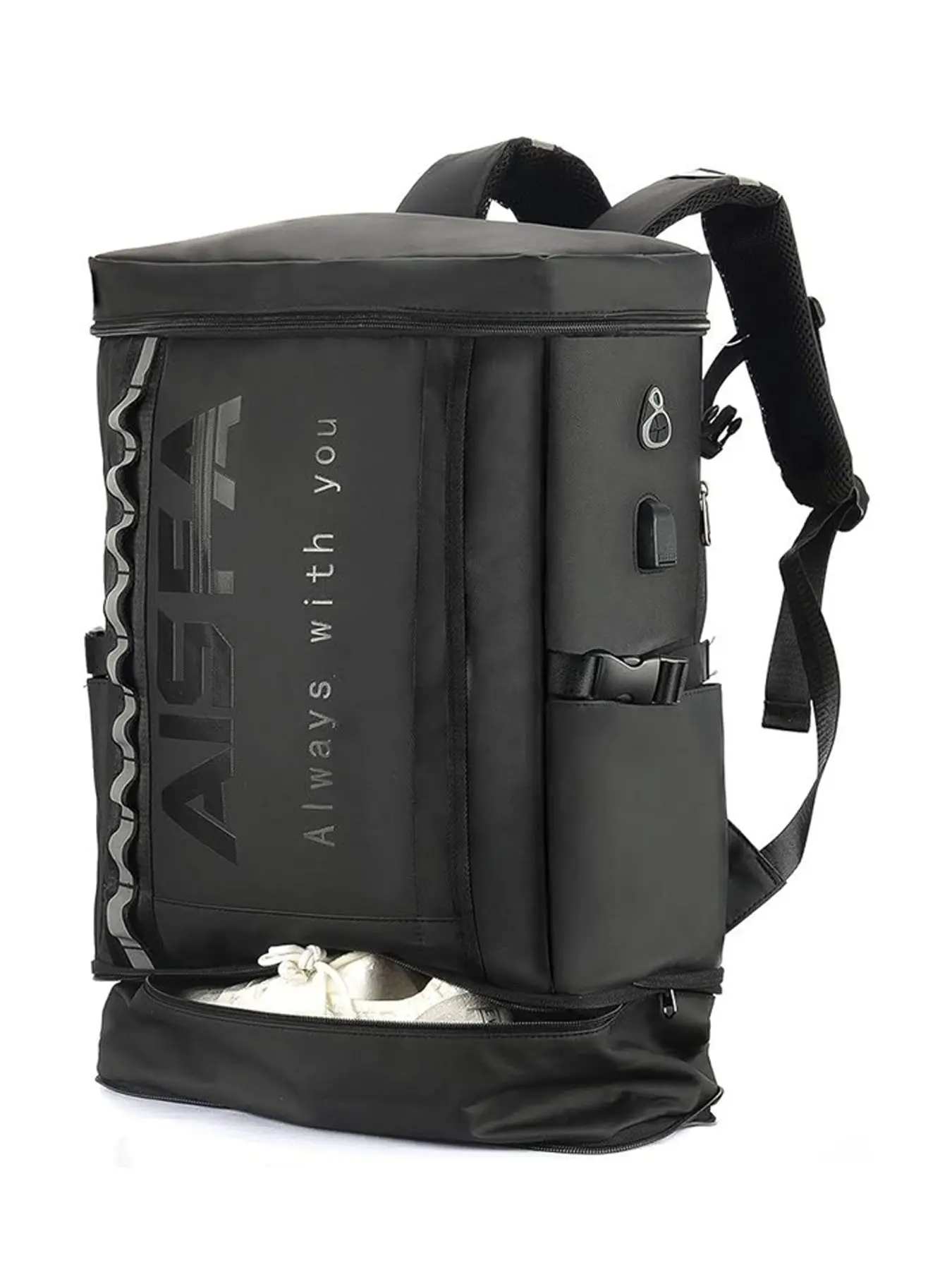 Men's Waterproof Laptop Backpack, 30L Sporty Business Bag, USB Charging Port, 2-Layer Expansion, Outdoor Travel, All Seasons